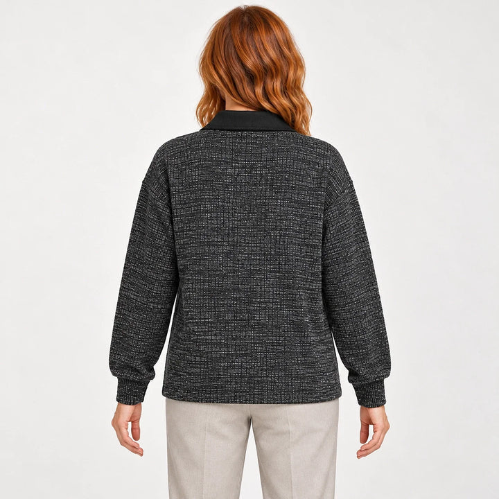 Darsenne Knit Sweater — Polar Black (apparel back)