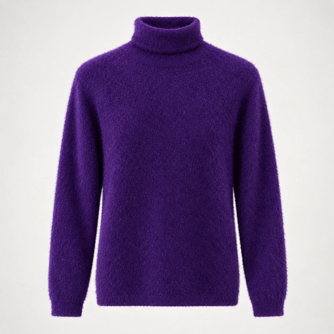 Halomi Cashmere Turtleneck Sweater — Purple (apparel solo)