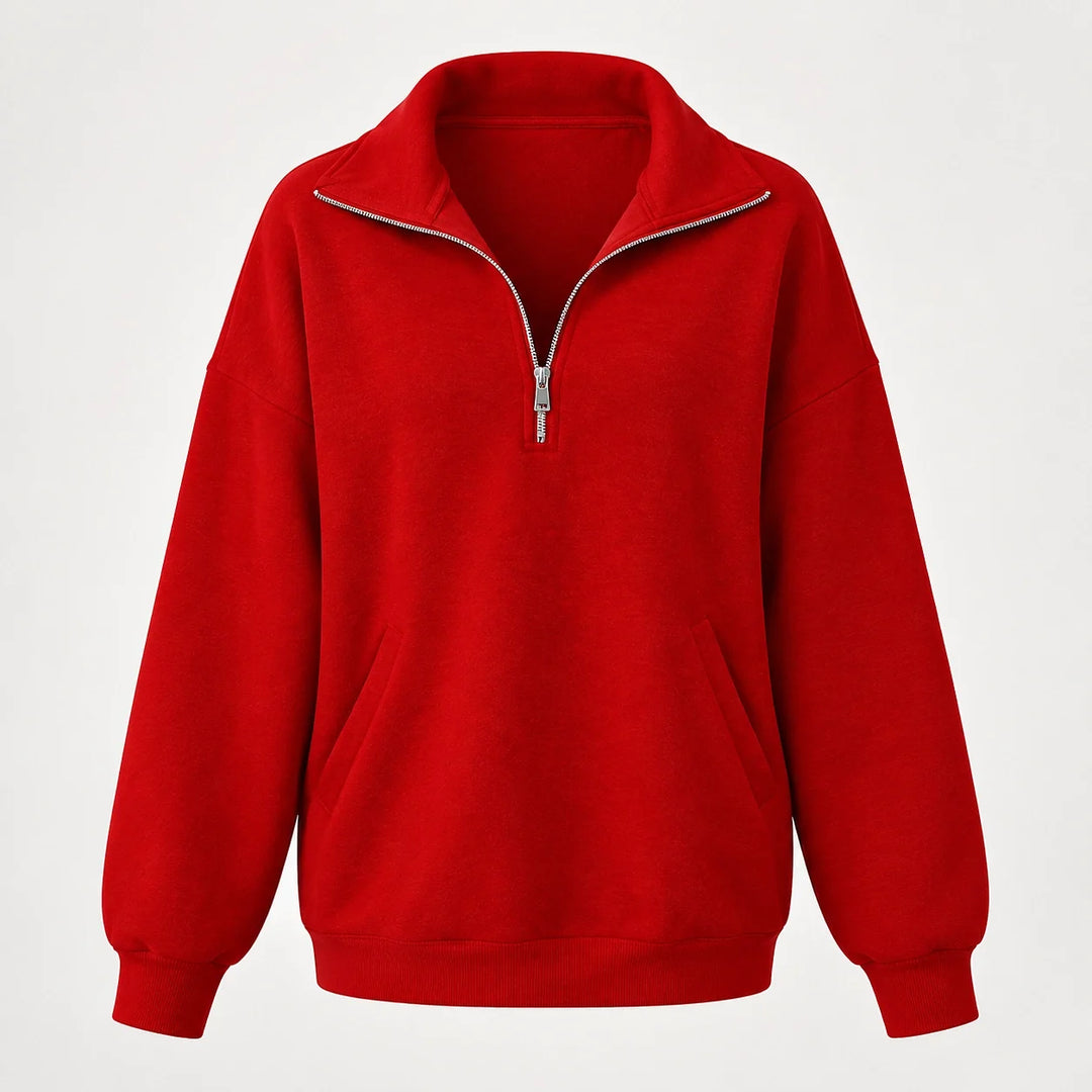 Delvra Quarter-Zip Sweatshirt — Red (apparel solo)