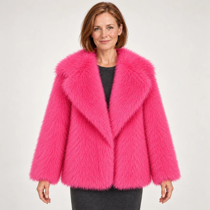 Neravessa Lapel Coat — Rose Red (apparel front)