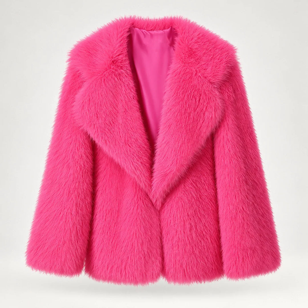 Neravessa Lapel Coat — Rose Red (apparel solo)