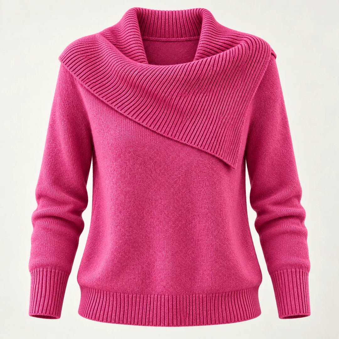 Dorevessa Scarf Collar Sweater — Rose Red (apparel solo)
