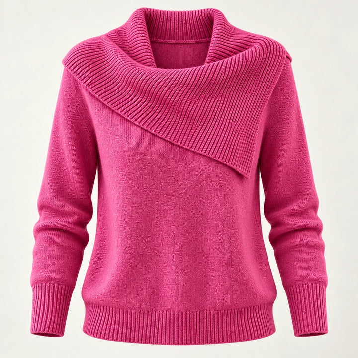 Dorevessa Scarf Collar Sweater — Rose Red (apparel solo)
