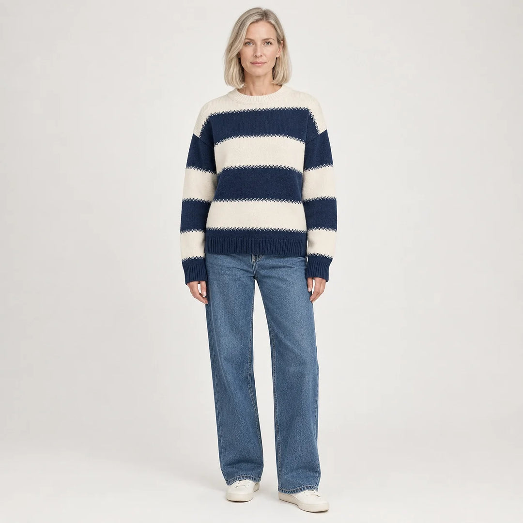 Dalroy Striped Knit Sweater — Royal Blue (apparel front)