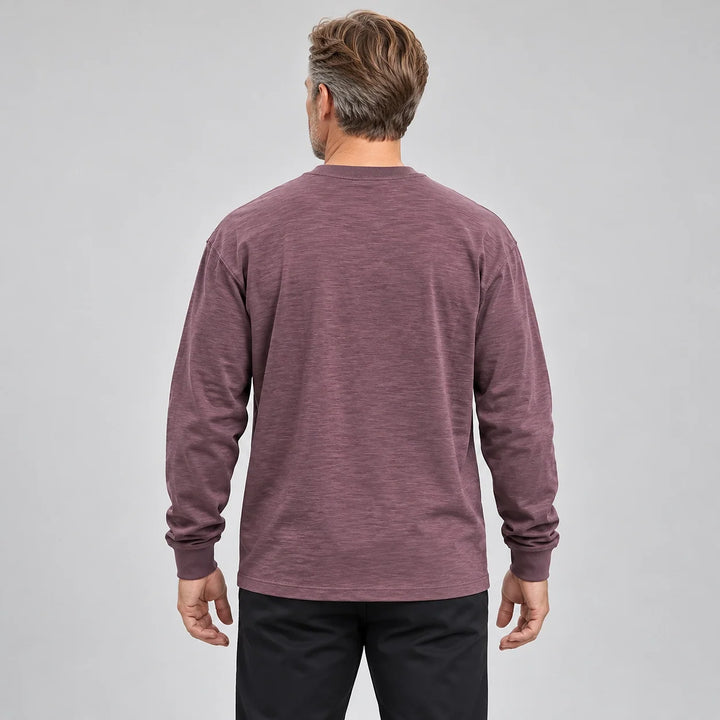 Delsaire Cotton Crewneck Tee — Sauce Purple (apparel back)