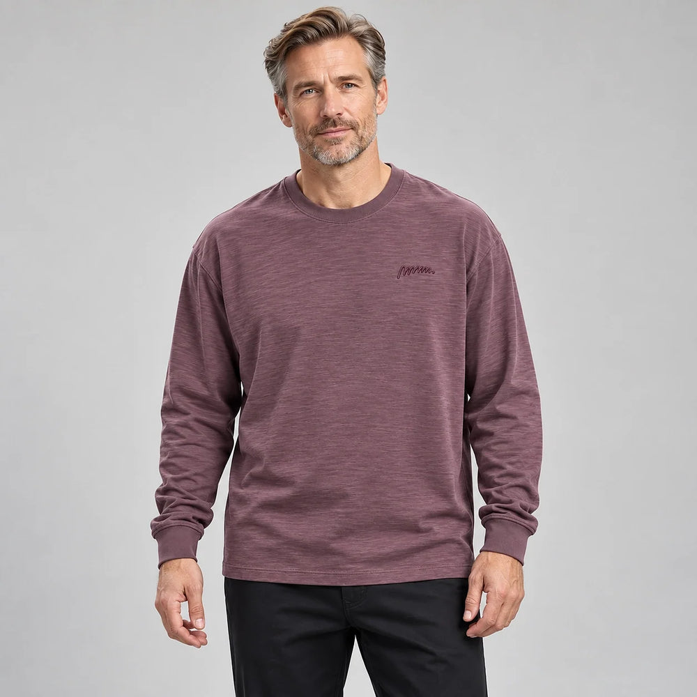 Delsaire Cotton Crewneck Tee — Sauce Purple (apparel front)
