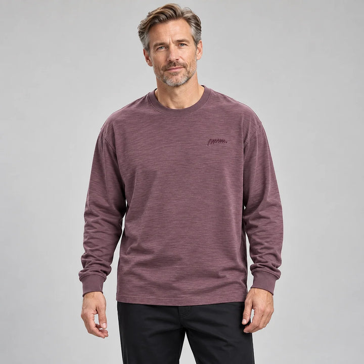 Delsaire Cotton Crewneck Tee — Sauce Purple (apparel front)