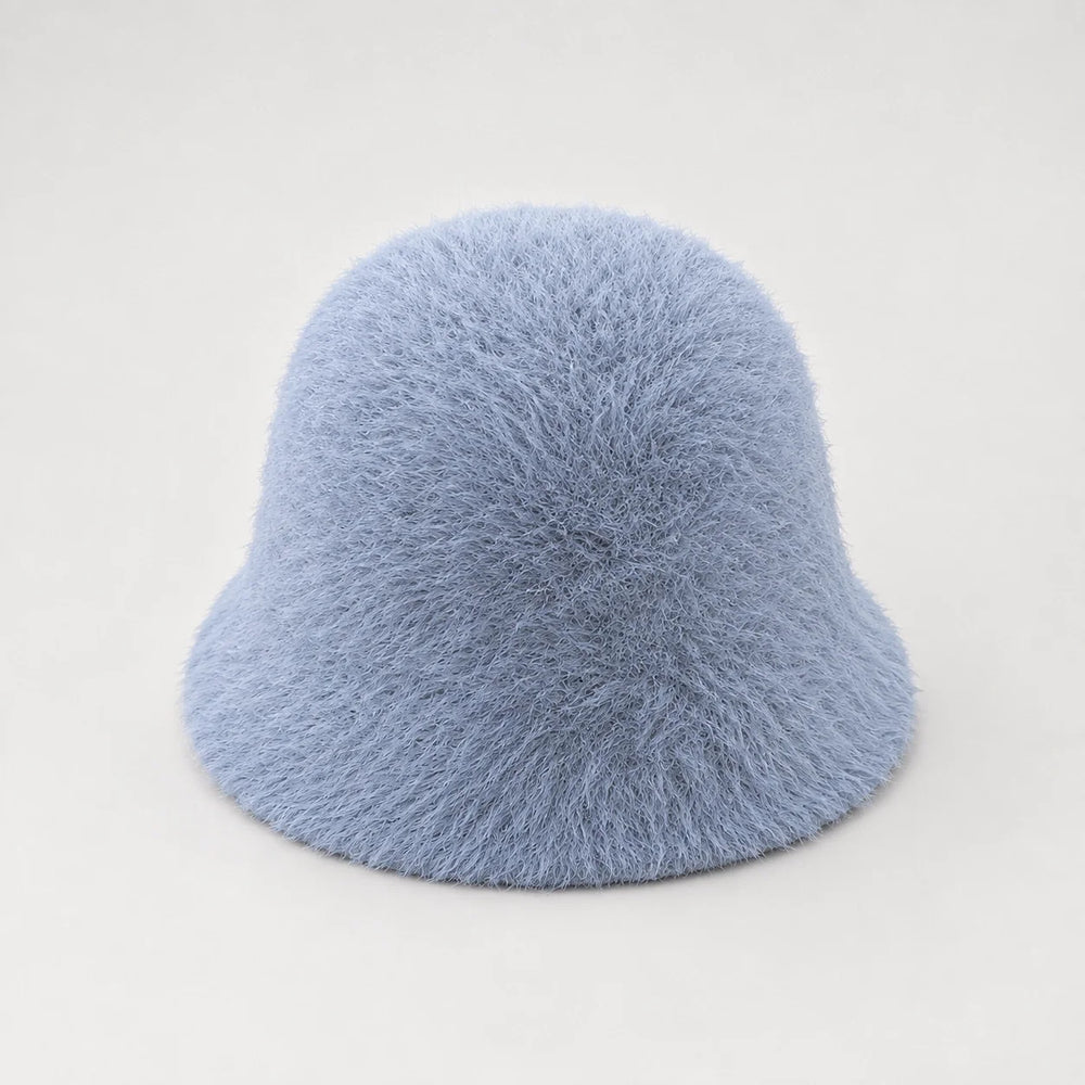 Beloria Rabbit Fur Bucket Hat — Short Rabbit Fur Basin Hat-light Blue (headwear solo alt)
