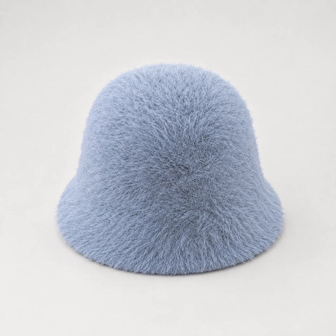 Beloria Rabbit Fur Bucket Hat — Short Rabbit Fur Basin Hat-light Blue (headwear solo alt)