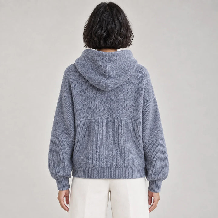 Delwyn Hooded Knit Sweater — Slate Gray (apparel back)