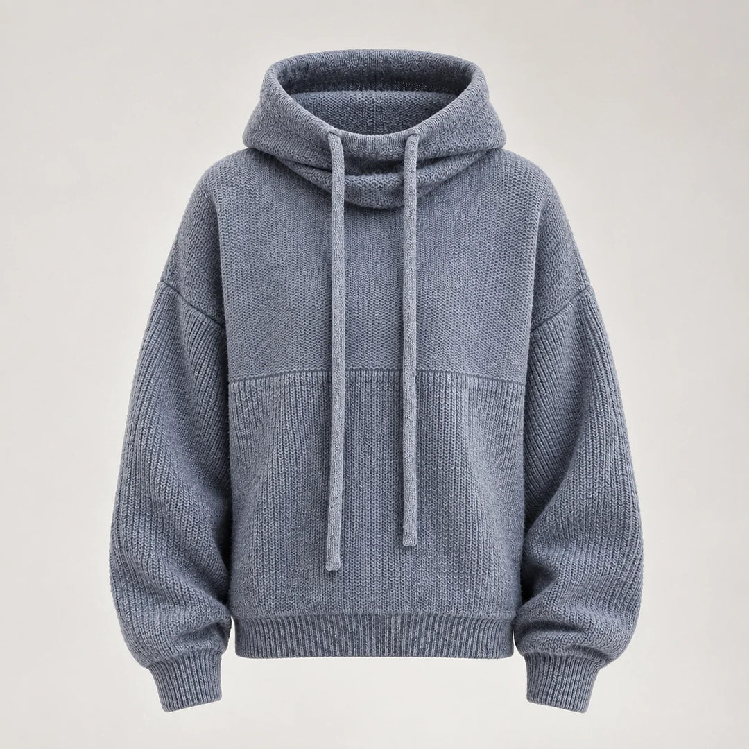 Delwyn Hooded Knit Sweater — Slate Gray (apparel solo)