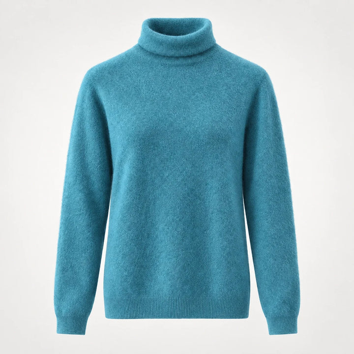 Delwyn Cashmere Turtleneck Sweater — Teal (apparel solo)