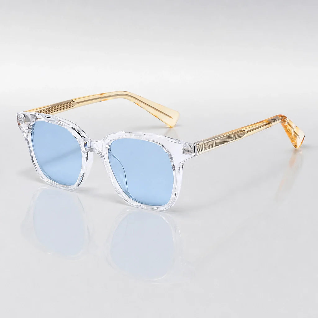 Quelva Mavio Sunglasses — Transparent Frame Blue Film C6 (sunglasses hero)