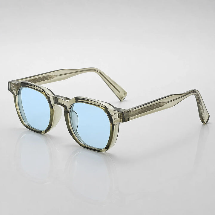 Quivo Bastia Sunglasses — Transparent Grass Green Frame Light Blue Piece (sunglasses hero)