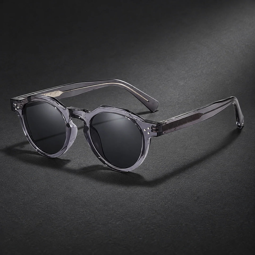 Deloro Capri Sunglasses — Transparent Gray Frame Black And Gray Film (sunglasses hero)