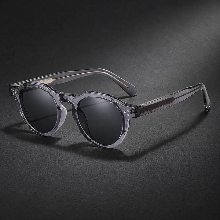 Deloro Capri Sunglasses — Transparent Gray Frame Black And Gray Film (sunglasses hero)