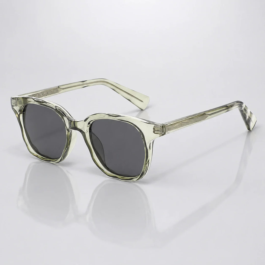 Quelva Mavio Sunglasses — Transparent Green Frame Black And Gray Film C3 (sunglasses hero)