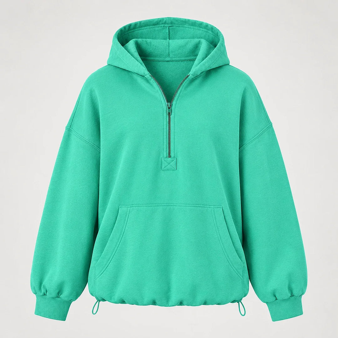 Brelyn Oversized Half-Zip Hoodie — Turquoise (apparel solo)
