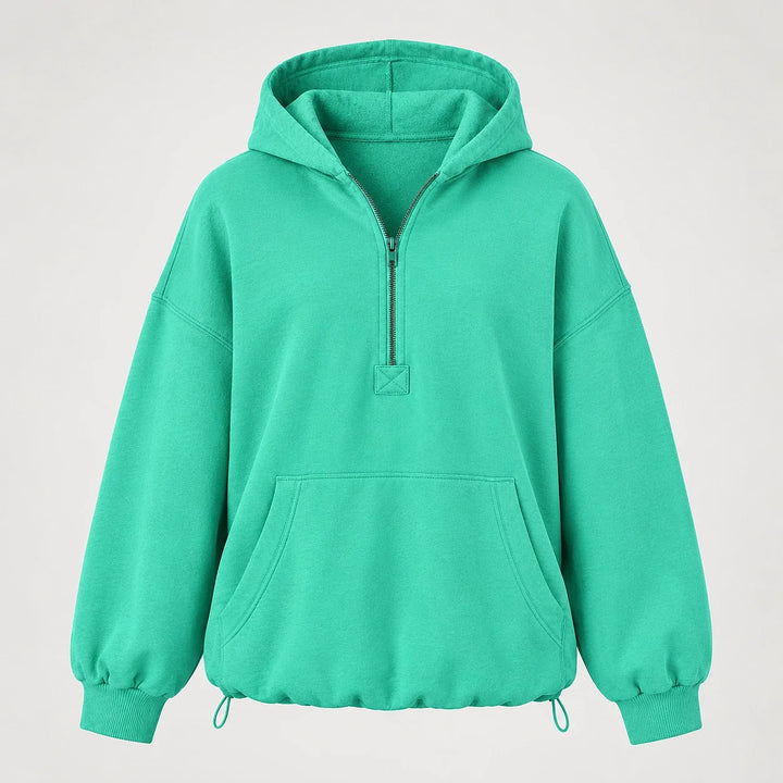 Brelyn Oversized Half-Zip Hoodie — Turquoise (apparel solo)