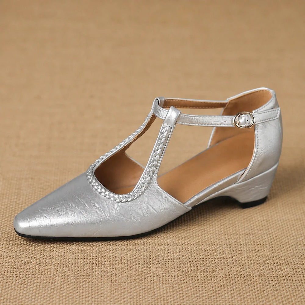 Zolara T-Strap Sandal Flats — 银色 (studio solo alt cell1)