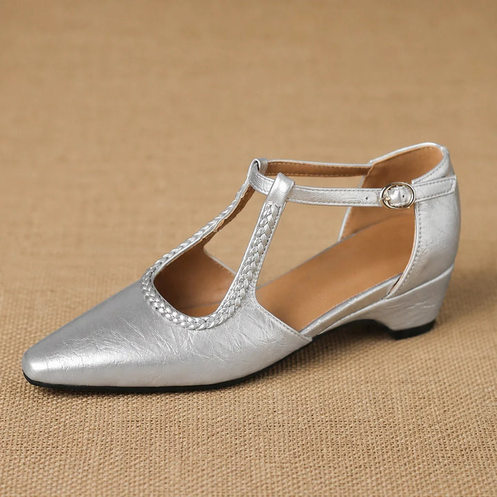 Zolara T-Strap Sandal Flats — 银色 (studio solo alt cell1)