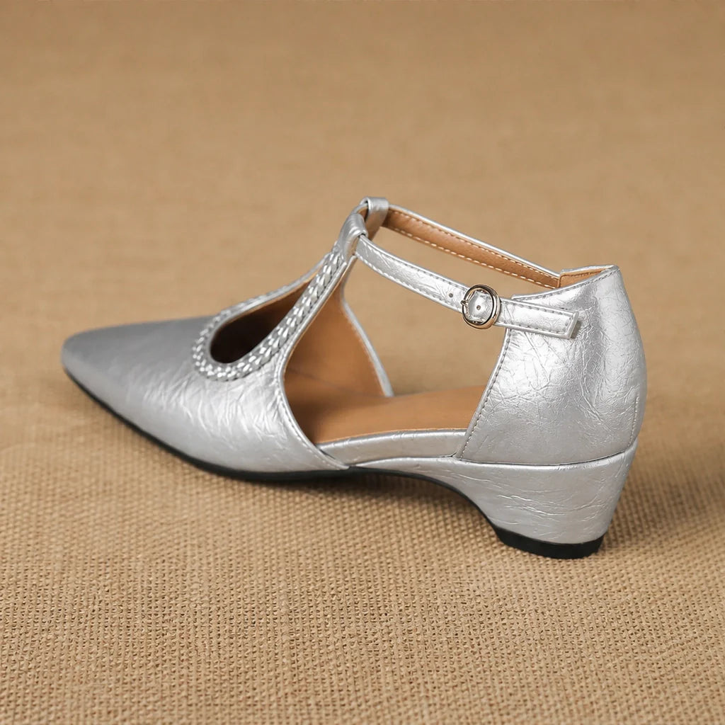 Zolara T-Strap Sandal Flats — 银色 (studio solo alt cell3)
