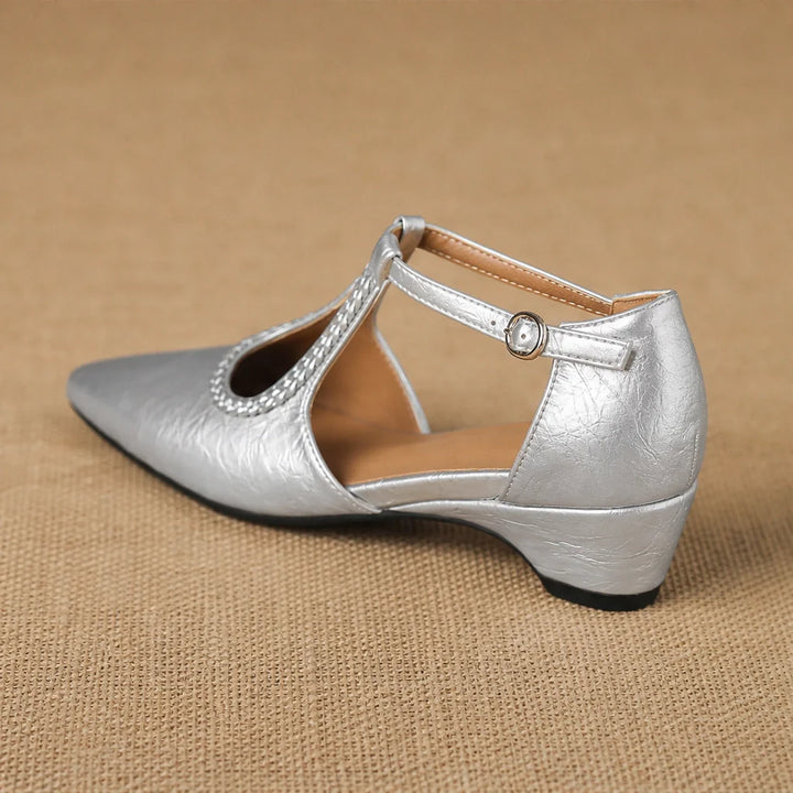 Zolara T-Strap Sandal Flats — 银色 (studio solo alt cell3)