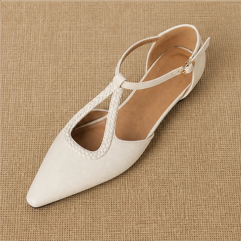 Zolara T-Strap Sandal Flats — 米白色 (studio solo alt cell4)