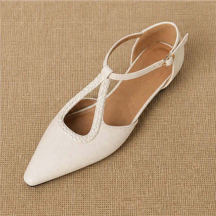 Zolara T-Strap Sandal Flats — 米白色 (studio solo alt cell4)