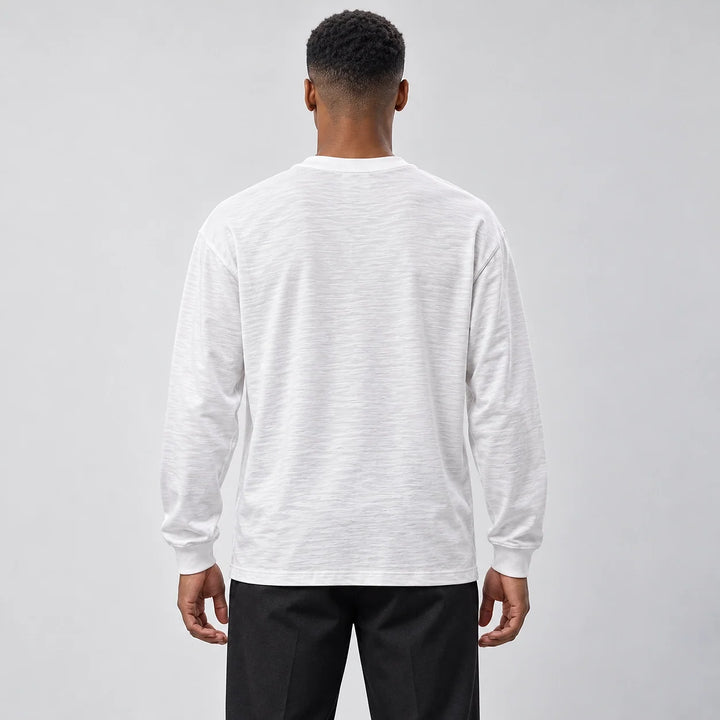 Delsaire Cotton Crewneck Tee — White (apparel back)