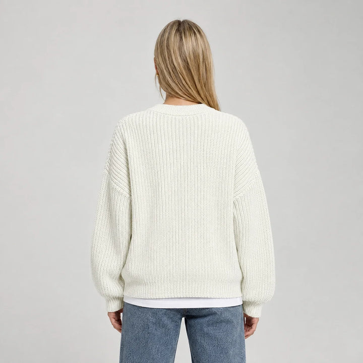Brynn Ribbed Knit Sweater — White (apparel back)