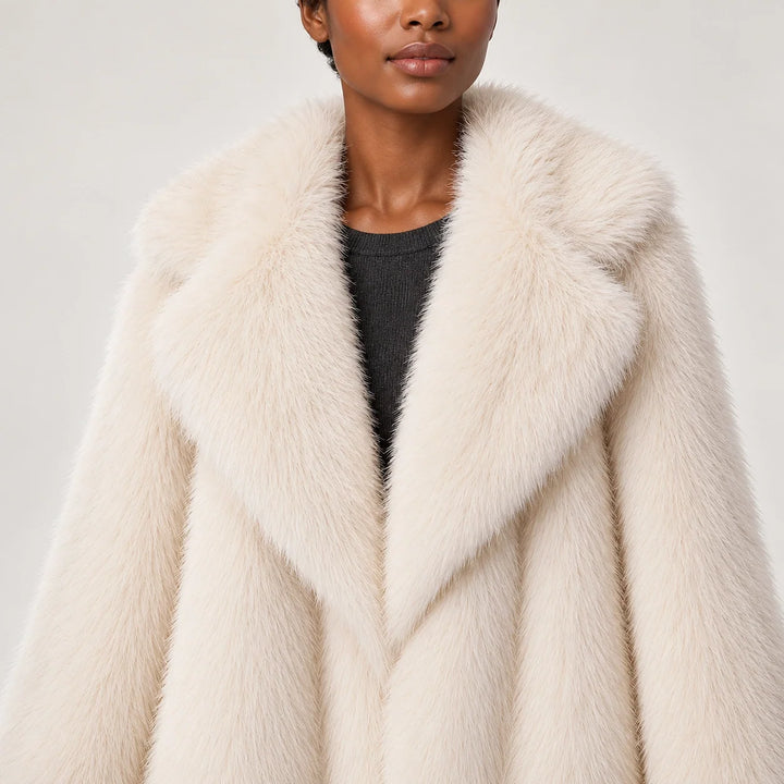 Neravessa Lapel Coat — White (apparel detail)