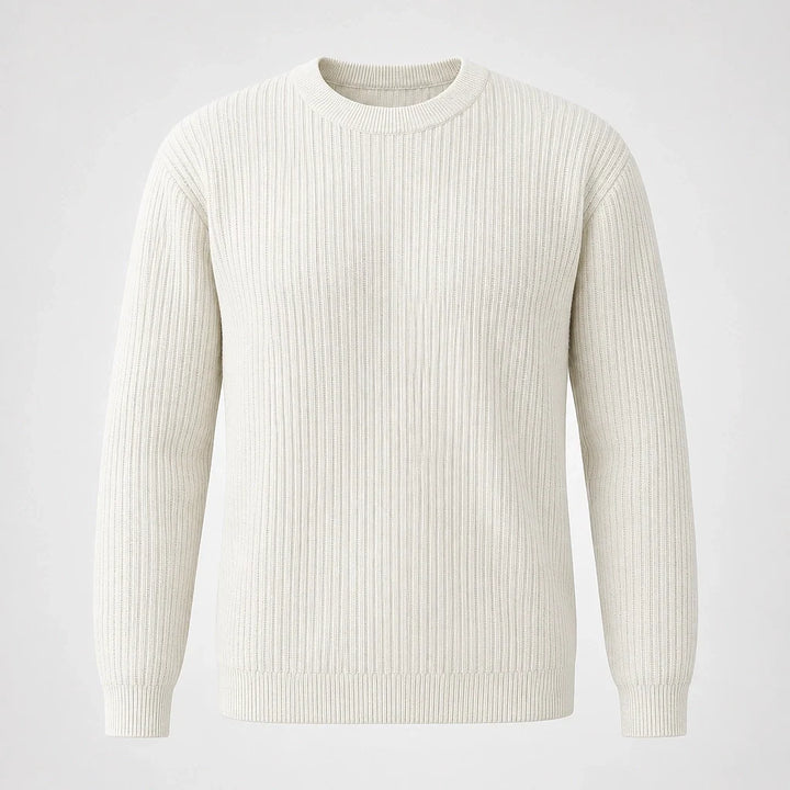 Harlen Ribbed Crewneck Sweater — White (apparel solo)