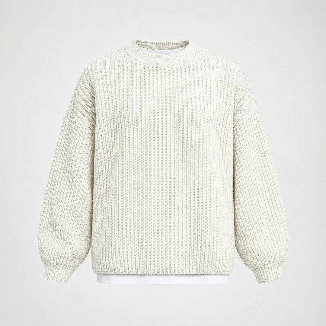 Brynn Ribbed Knit Sweater — White (apparel solo)