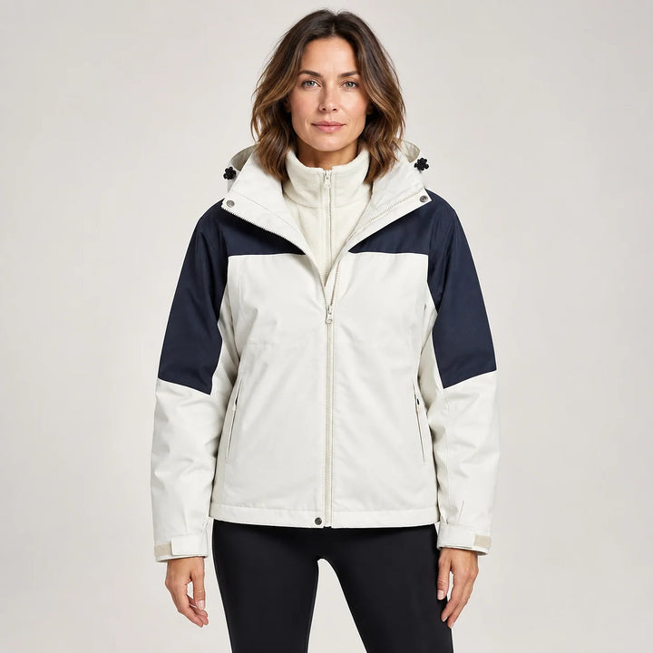 Brindal Hooded Shell Jacket — White & Navy (apparel front)