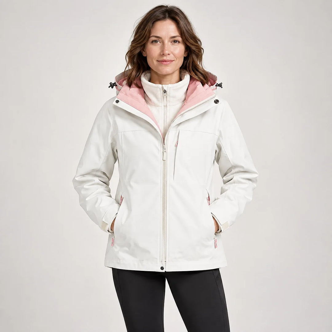 Brindal Hooded Shell Jacket — White & Pink (apparel front)
