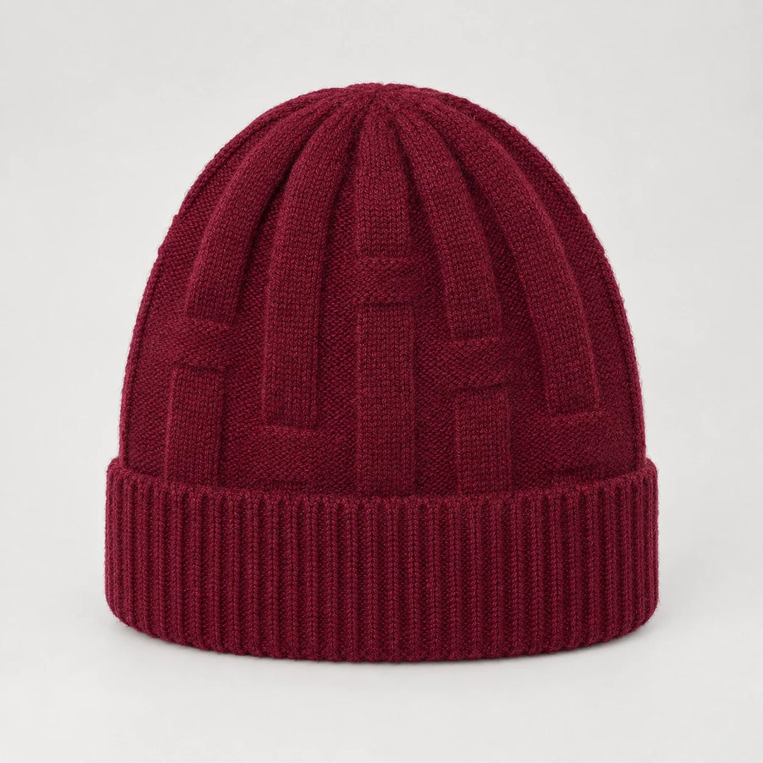 Drummond Wool Beanie — Wine Red (headwear solo alt)
