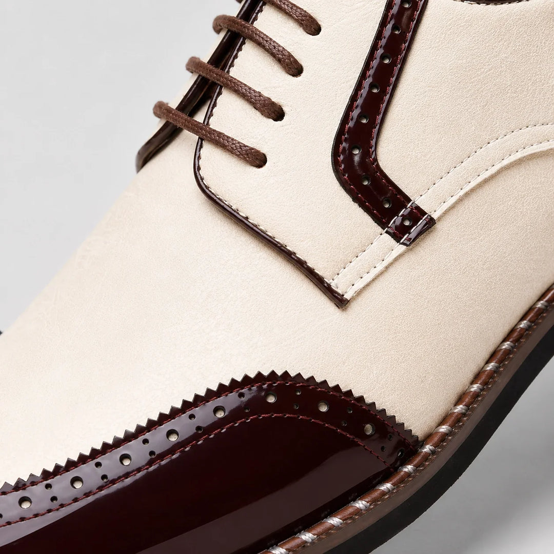 Daxton Leather Brogue Derby Oxfords — Wine Red (mens shoe zoom)