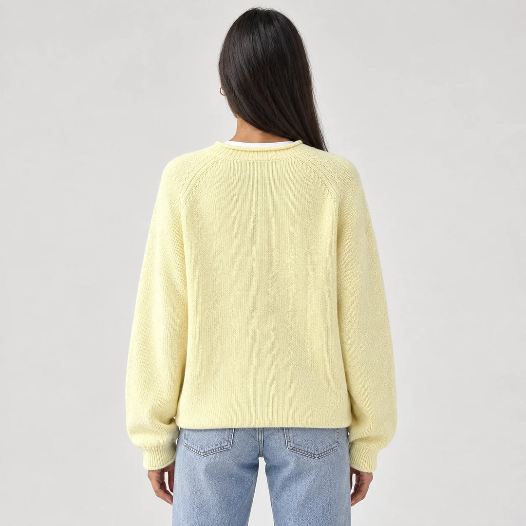 Brinley Intarsia Knit Sweater — Yellow (apparel back)