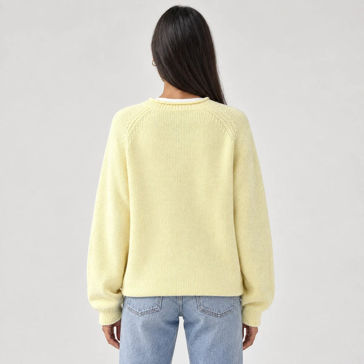 Brinley Intarsia Knit Sweater — Yellow (apparel back)