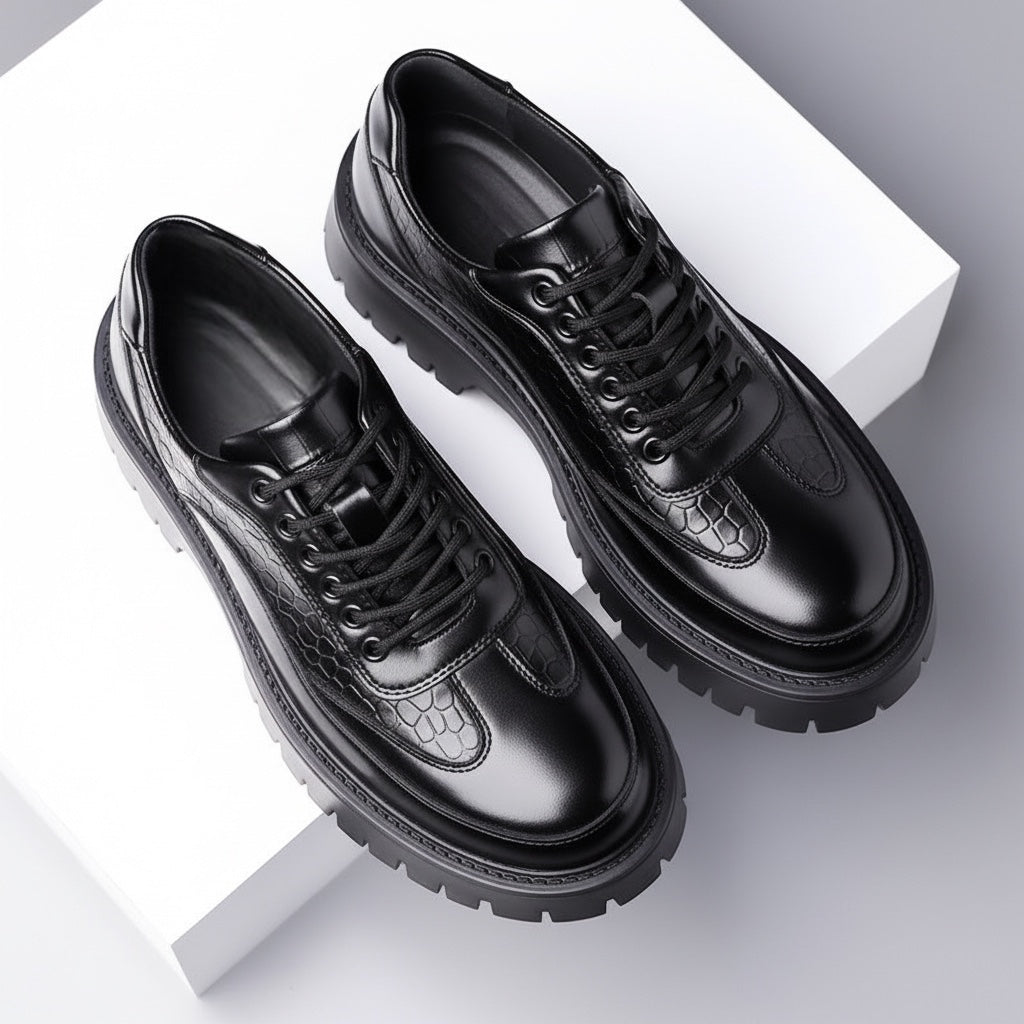 Corso Croc-Embossed Leather Derbies