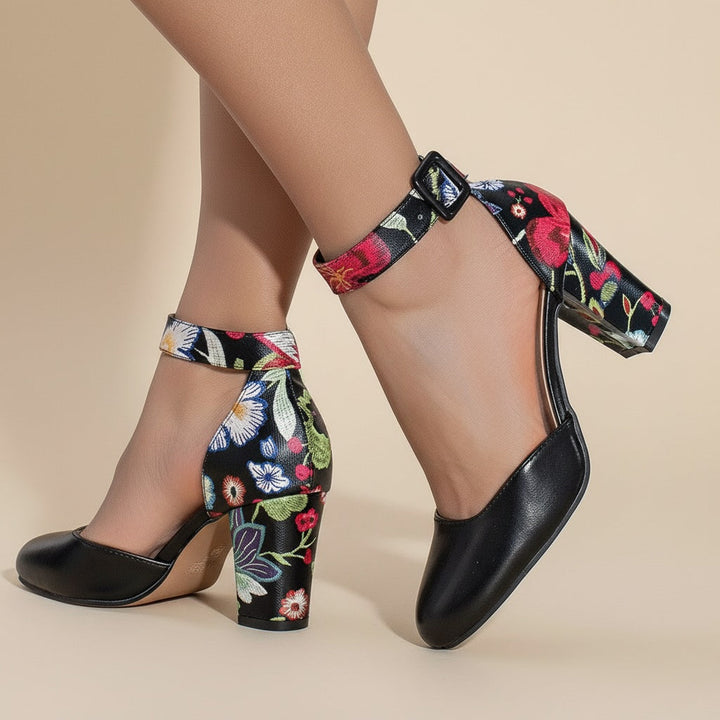 Vinna Floral Block Heel Pumps